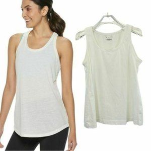 TEK GEAR Womens Cotton White Tank Tops LARGE Sport Activewear Stretch Round Neck